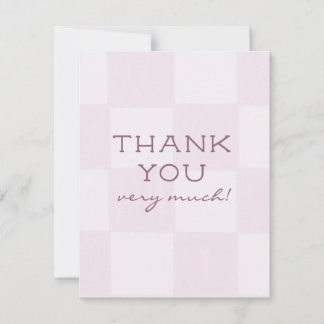 Cute Modern Pink Chequered Baby Shower Thank You Card