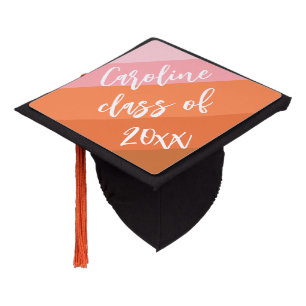 Cute Modern Pink Terracotta Personalized Class of  Graduation Cap Topper