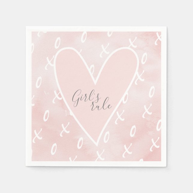 Cute Modern Pink Valentines Day Love Girly Napkin (Front)