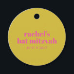 Cute Modern Pink Yellow Bat Mitzvah Personalized Favour Tags<br><div class="desc">Personalized Bold Typography Pink and Yellow Modern Favour Tags</div>