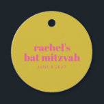 Cute Modern Pink Yellow Bat Mitzvah Personalized Favour Tags<br><div class="desc">Personalized Bold Typography Pink and Yellow Modern Favour Tags</div>