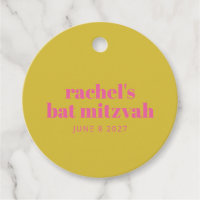 Cute Modern Pink Yellow Bat Mitzvah Personalized