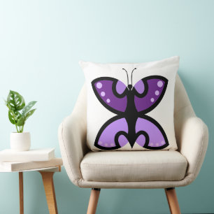 Cute Modern Purple Butterfly Graphic Accent Throw Pillow