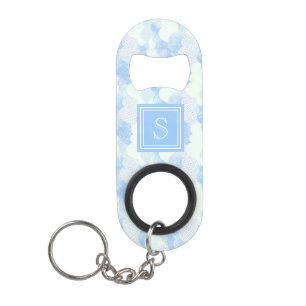 Cute Modern Rain Cloud Pattern Monogram Keychain Bottle Opener