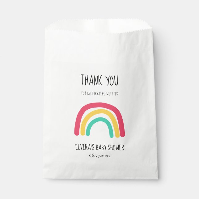 Cute modern rainbow Baby shower Favour Bag (Front)