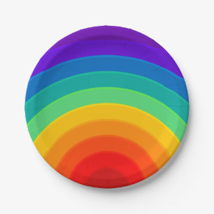 Cute Modern Rainbow Birthday Paper Plate