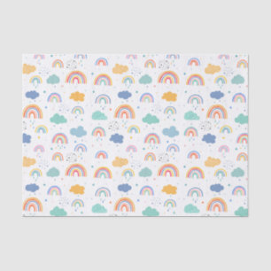 Cute Modern Rainbows and Clouds Pattern Tissue Paper