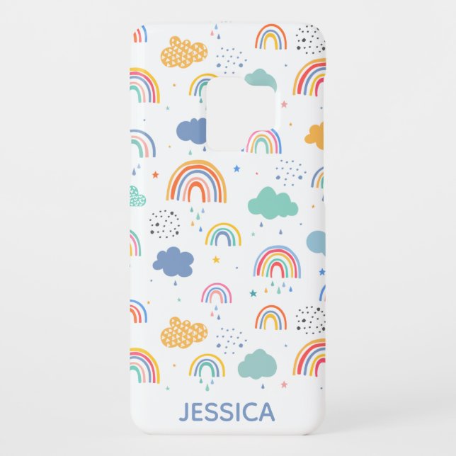 Cute Modern Rainbows & Clouds Pattern Personalised Case-Mate Samsung Galaxy Case (Back)