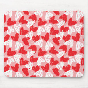 Cute Modern red and white hearts pattern Mouse Pad