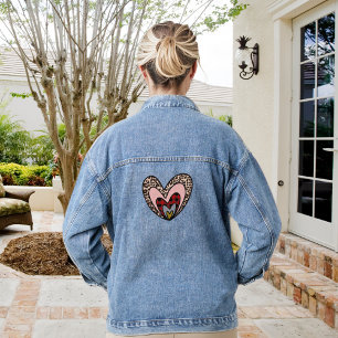 Cute Modern Red Heart Happy Valentines Day Gift  Denim Jacket