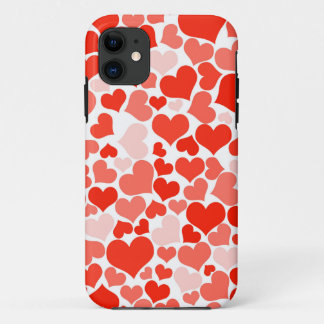 Cute Modern Red Heart Pattern iPhone 11 Case