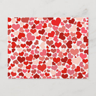 Cute Modern Red Heart Pattern Postcard