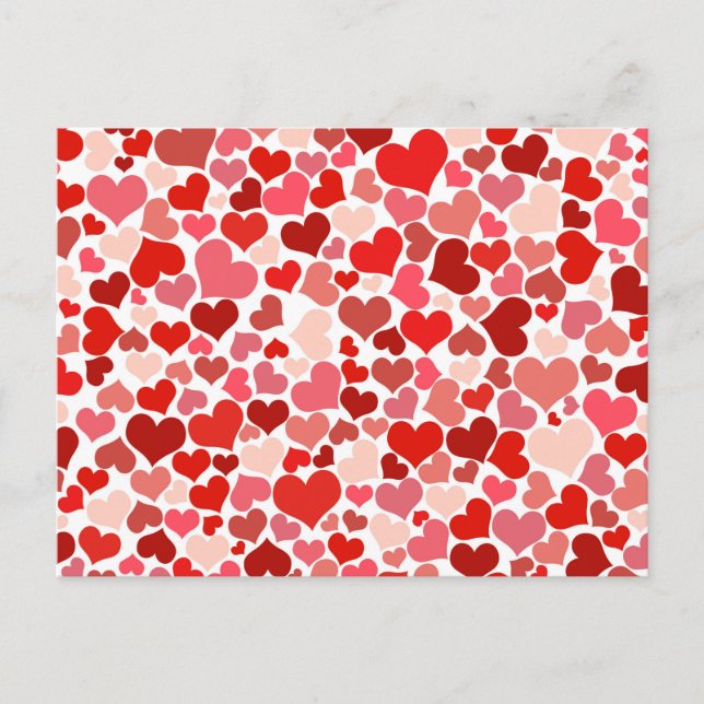 Cute Modern Red Heart Pattern Postcard (Front)