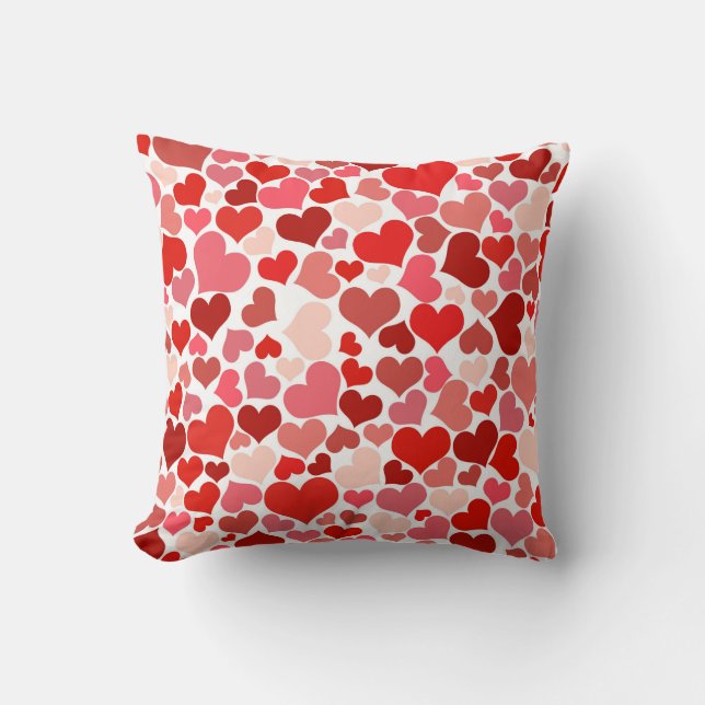 Cute Modern Red Heart Pattern Throw Pillow (Front)