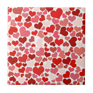 Cute Modern Red Heart Pattern Tile
