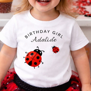 Cute Modern Red Ladybug Personalized Baby T-Shirt