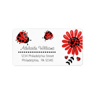 Cute Modern Red Ladybug Personalized Label