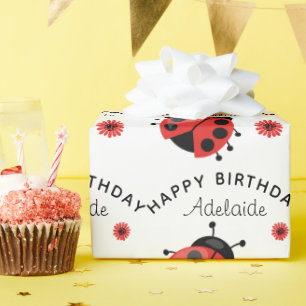 Cute Modern Red Ladybug Personalized Wrapping Pape Paper