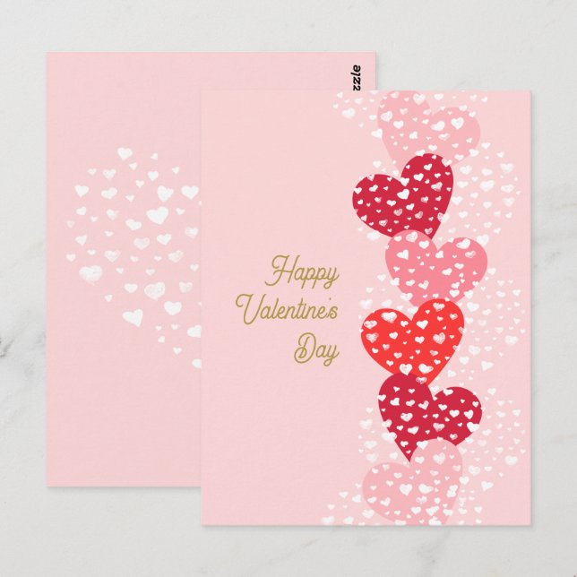 Cute Modern Red Pink Hearts Happy Valentine's day  Postcard (Front/Back)