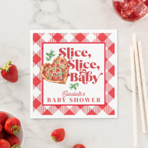 Cute Modern Red White Slice Slice Baby Shower Napkin