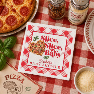 Cute Modern Red White Slice Slice Baby Shower Napkin