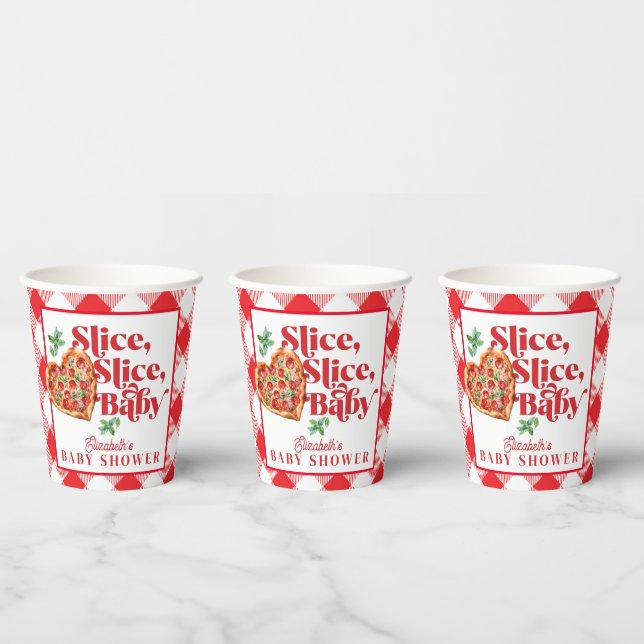 Cute Modern Red White Slice Slice Baby Shower Paper Cups (Multi)