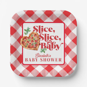 Cute Modern Red White Slice Slice Baby Shower Paper Plate