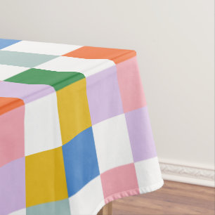 Cute Modern Retro Colorful Checks  Tablecloth