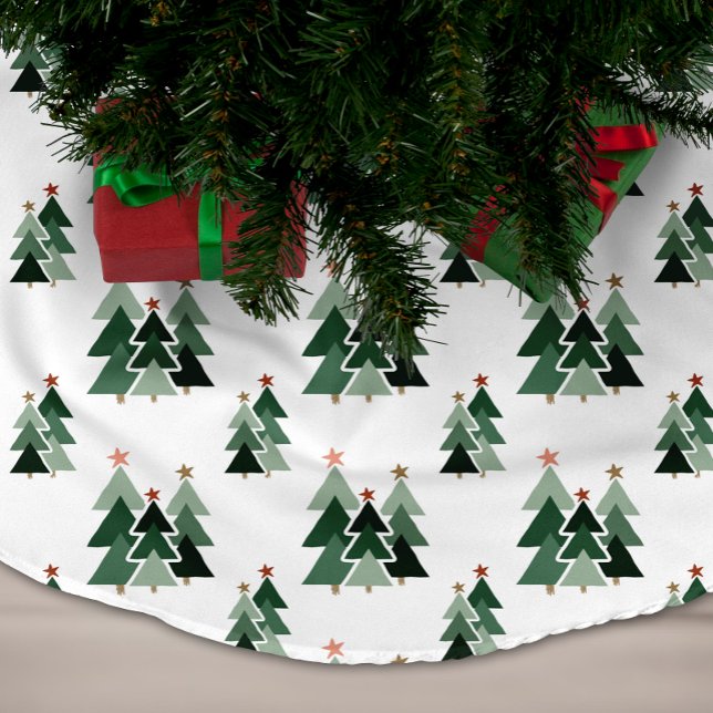 Cute Modern Rustic Christmas Trees Brushed Polyester Tree Skirt (Cute Modern Rustic Christmas Trees Brushed Polyester Tree Skirt)