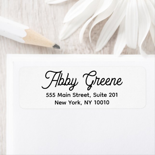 Cute Modern Script Black and White Label (Insitu)