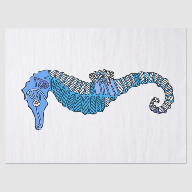 Cute Modern Seahorse Drawing Nautical Nursery DIY  Tissue Paper (Front)