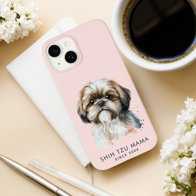 Cute Modern Shih Tzu Mama Personalized Case-Mate iPhone Case (Creator Uploaded)