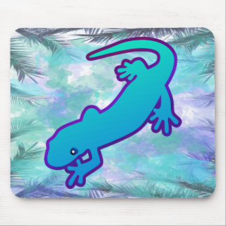 Cute modern simple blue green lizard mouse pad