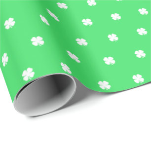 Cute Modern Simple Light Green Lucky Clovers Wrapping Paper