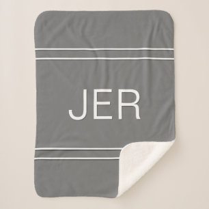 Cute Modern Simple Monogram Minimal Trendy Grey  Sherpa Blanket
