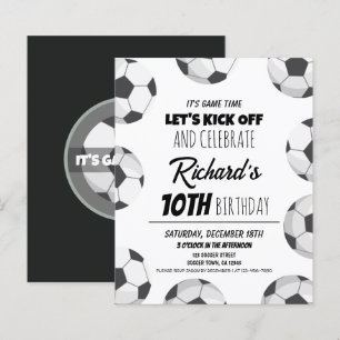 Cute Modern Soccer Budget Birthday Invitation