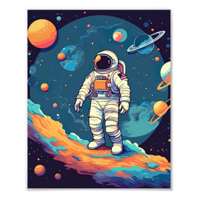 Cute Modern Space Astronaut Alien Photo Print (Front)