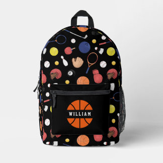 Cute Modern Sports Champion Custom Kids Black Printed Backpack