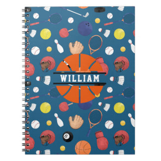 Cute Modern Sports Champion Personalized Kids Blue Notebook