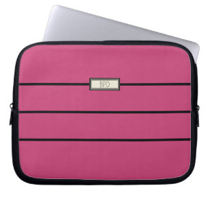 Cute Modern Stylish Monogram Chic Girly Pink Laptop Sleeve