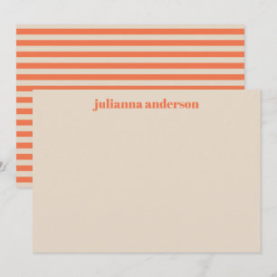 Cute Modern Summer Orange Striped Personalized Card