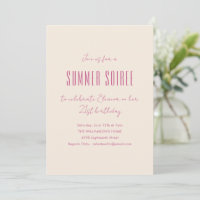 Cute Modern Summer Soiree Birthday Party Magenta