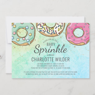 Cute Modern Watercolor Doughnut Baby Sprinkle Invitation