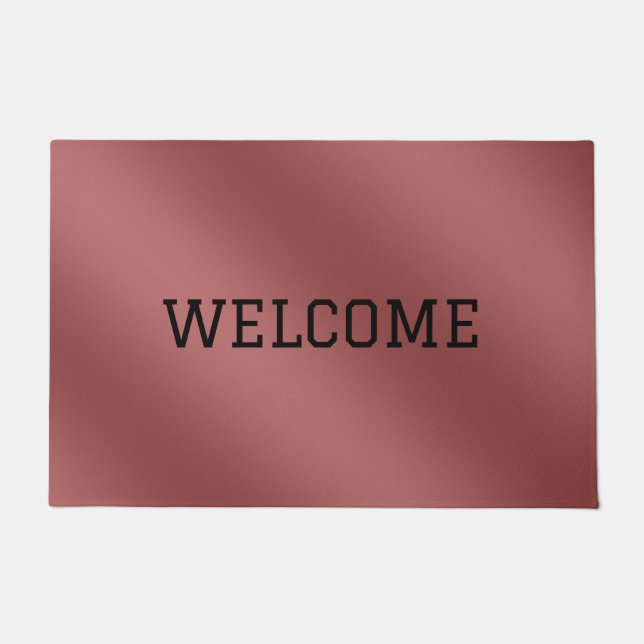 Cute Modern  Watercolor gradient solid red colour  Doormat (Front)