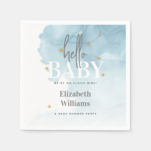 Cute Modern We're on Cloud 9 Hello Baby Shower Napkin