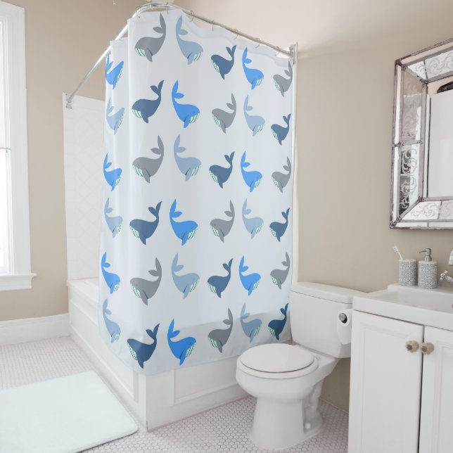 Cute Modern Whale Illustrated Pattern Blue (In Situ)
