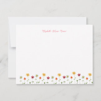 Cute Modern Whimsical Flowers Pattern Pink Girly Card