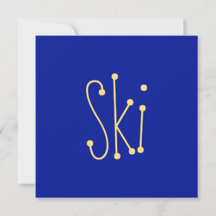 Cute Modern Whimsical SKI Text On Royal Blue