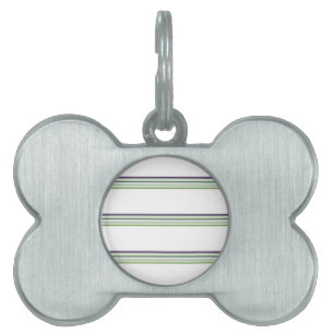 Cute modern white stripes pet ID tag