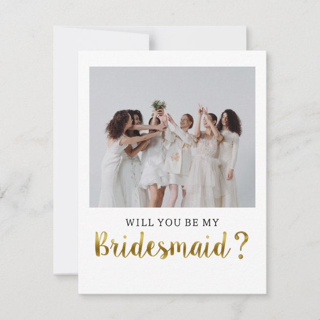 Cute Modern Will You Be My Bridesmaid Photo Invitation (Front)